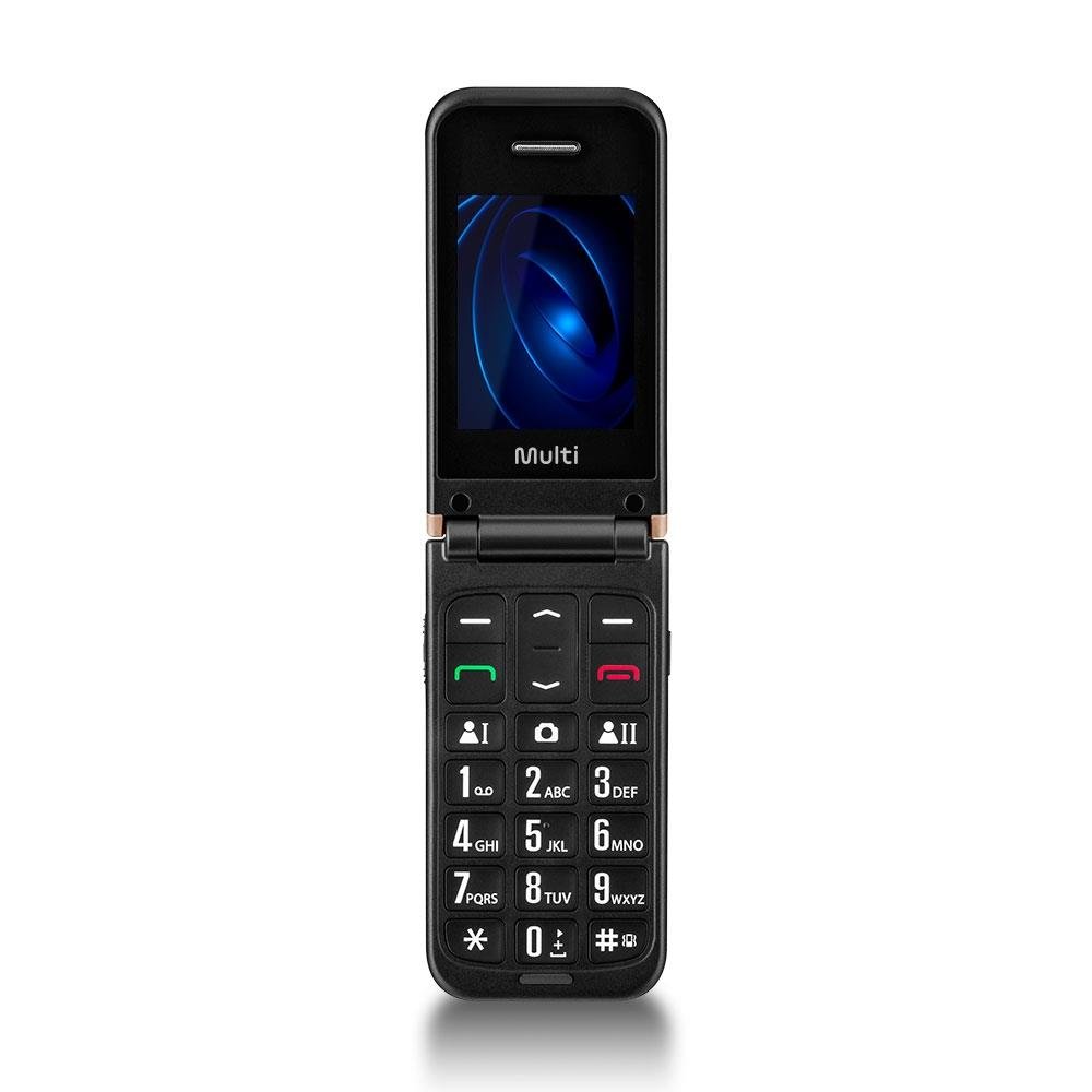 Celular Multilaser Flip Vita Duo Dual Chip com duas telas + Botão sos + Rádio fm + MP3 + Bluetooth + Câmera P9163 Dourado