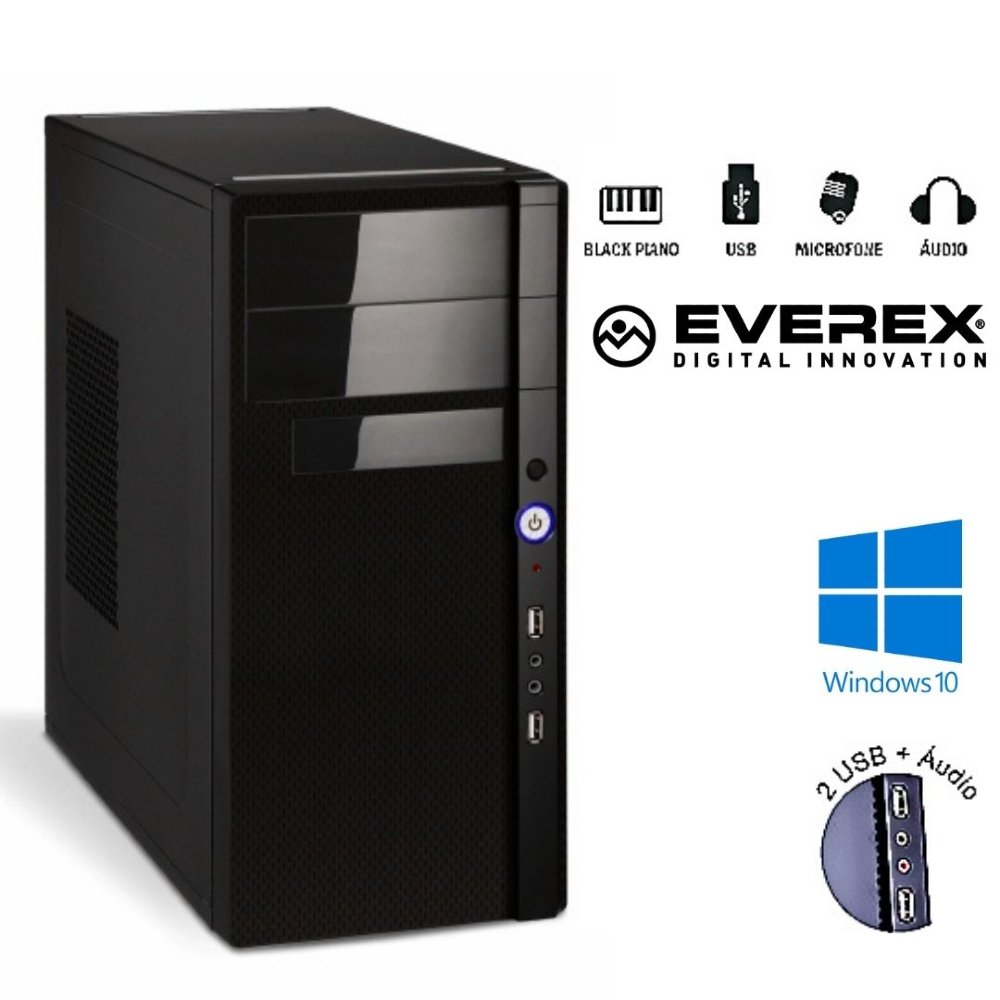 Computador Core i3, 8GB, 240GB SSD e Windows 10 Pro + KIT - Everex