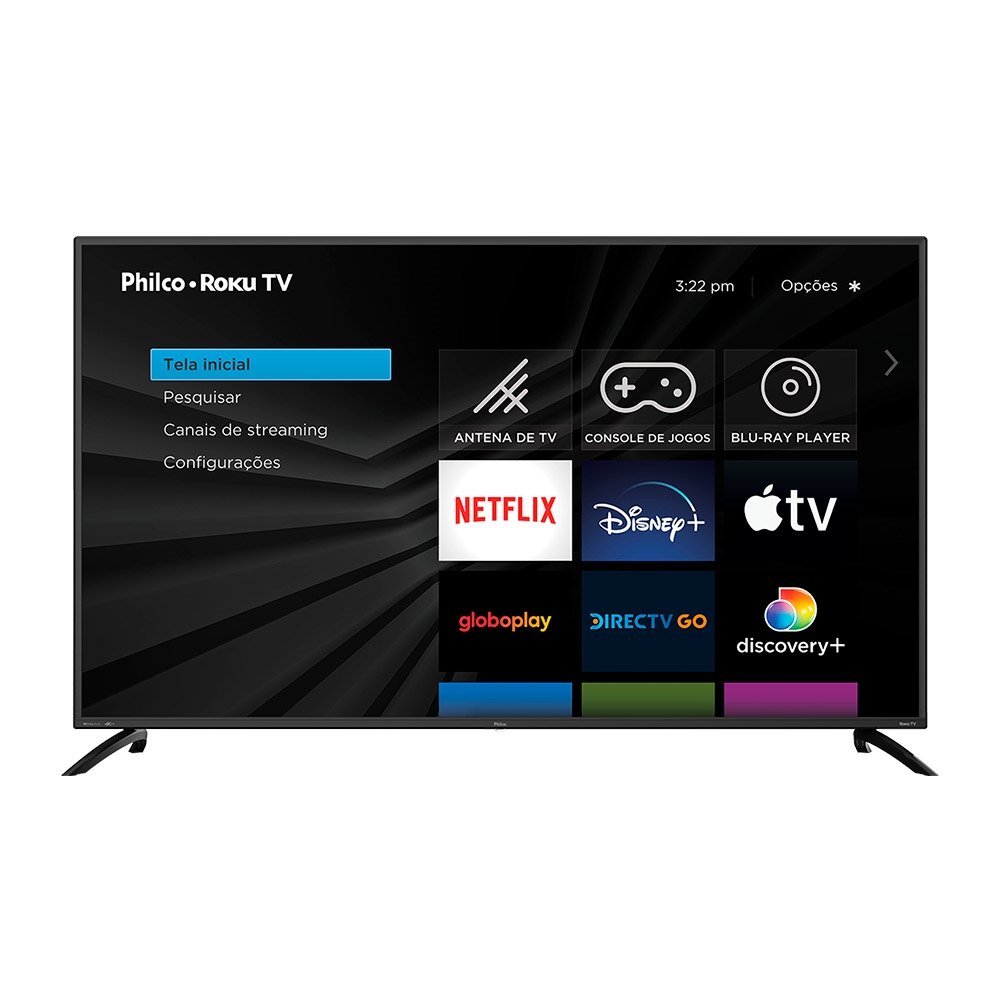 Smart TV LED 55" Philco PTV55G52R2C Roku, Dolby, 4K UHD HDR10, Wi-Fi, 4 HDMI, 2 USB, Netflix, 60Hz