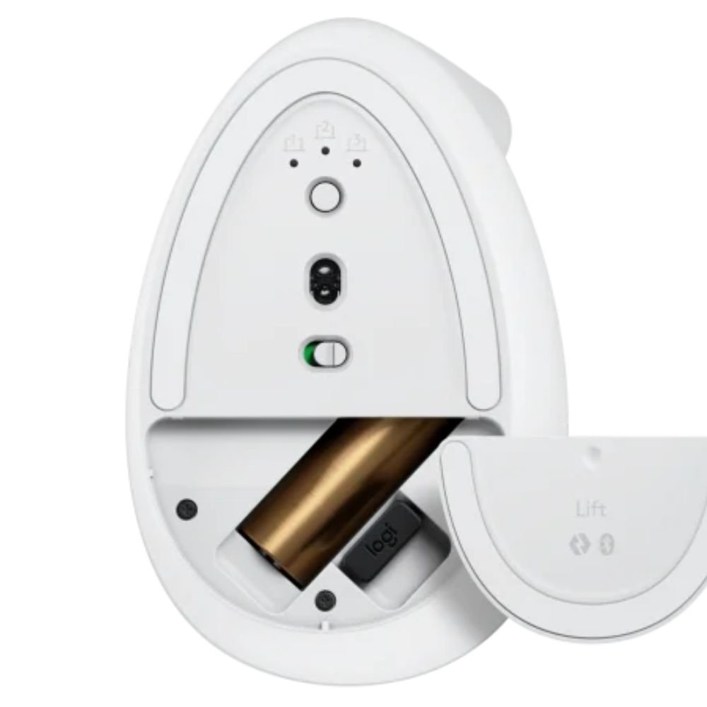 Mouse Sem Fio Logitech Bluetooth USB Logi Bolt Vertical Lift Branco