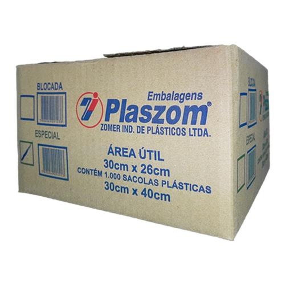 Sacola Plastica Branca 30x40cm - 1x1000 Unidades Plaszom