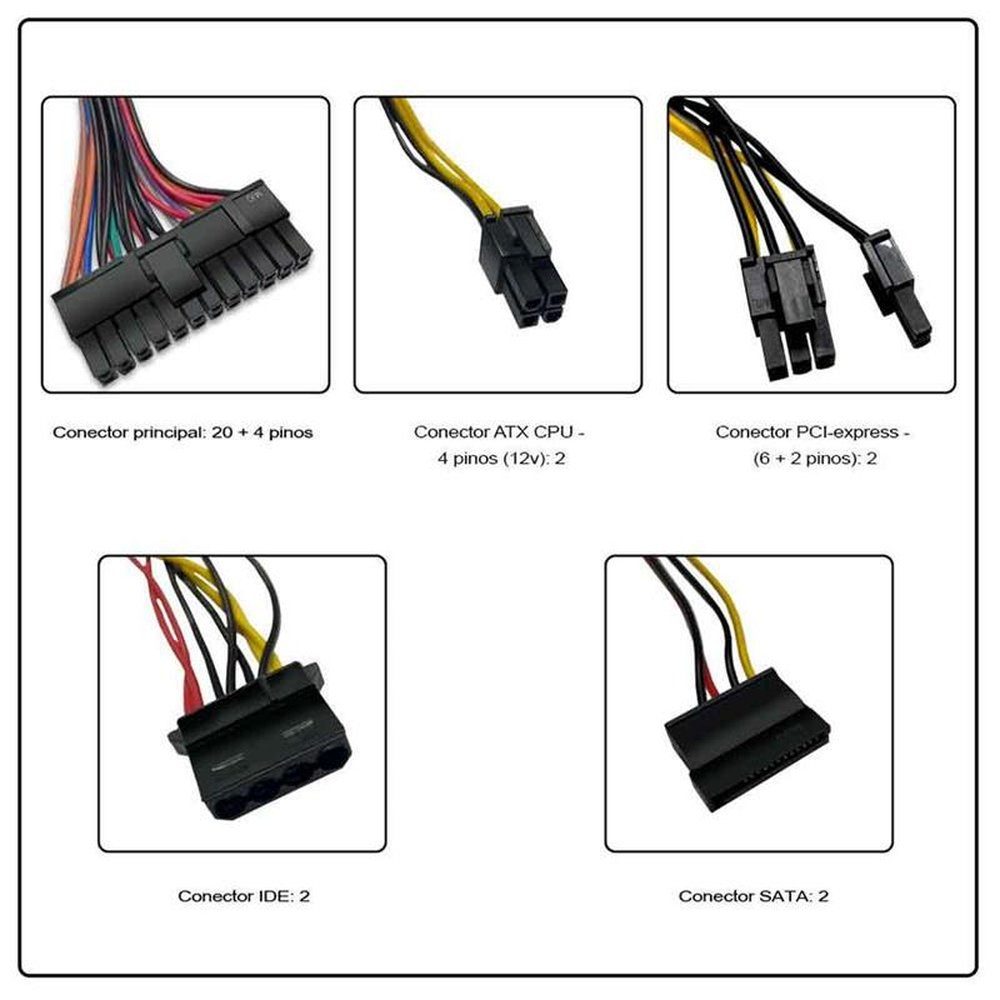 Fonte De Alimentacao Pixxo Atx 500w 80plus Bronze C/ Cabo - Sxj500mb