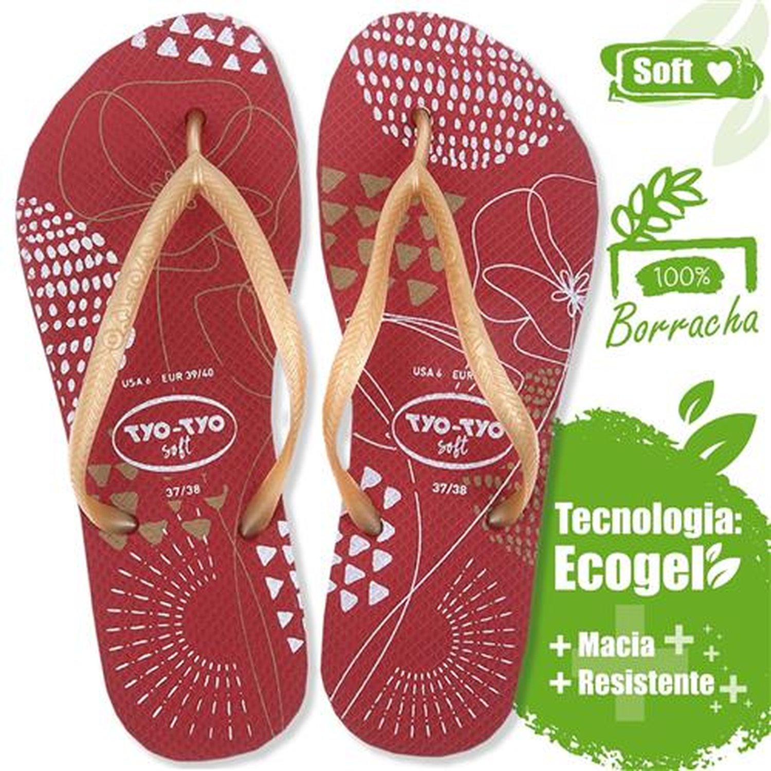 Sandália Tyo-Tyo Soft Adulto Vermelho 39/40