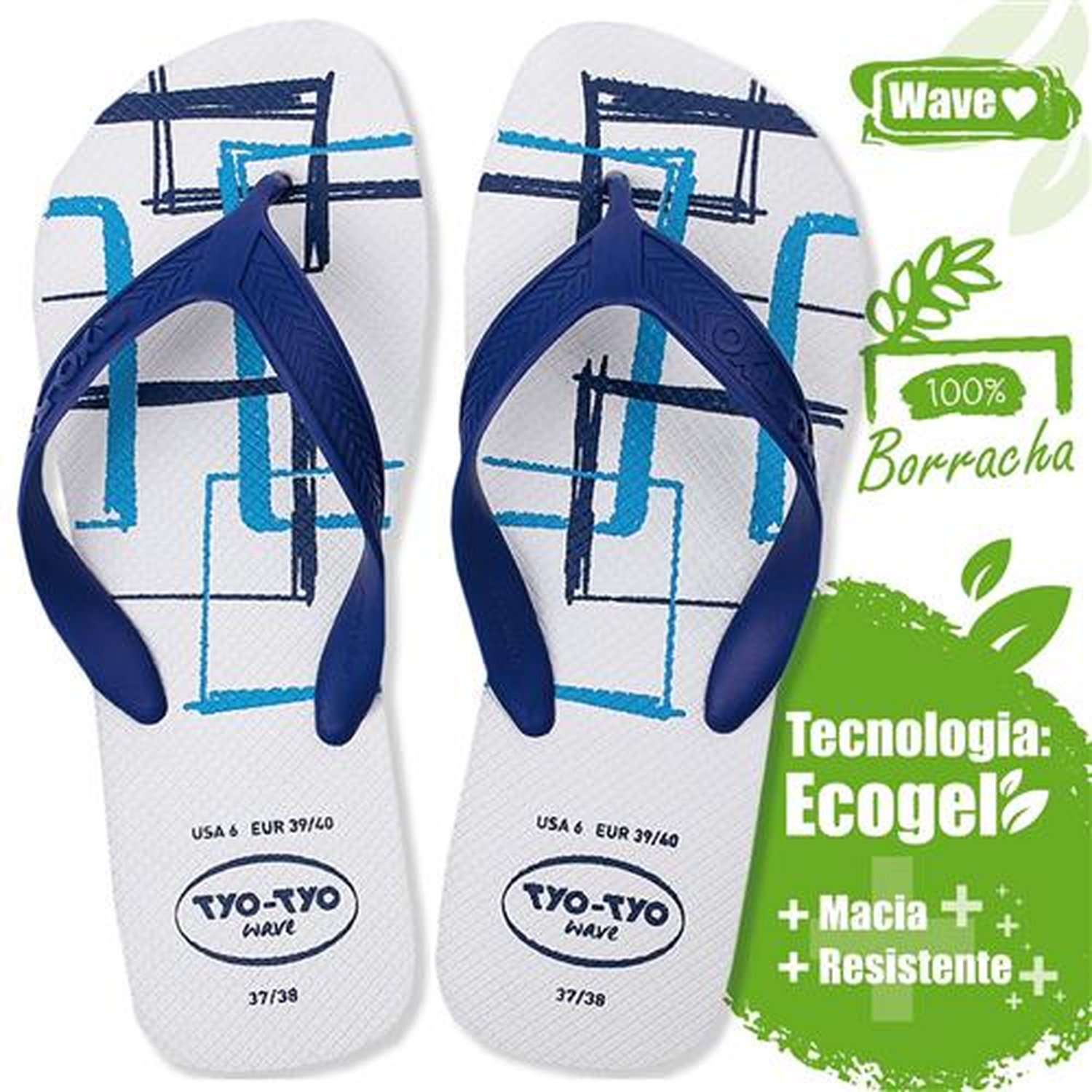 Sandália Tyo-Tyo Wave Adulto Branco 39/40