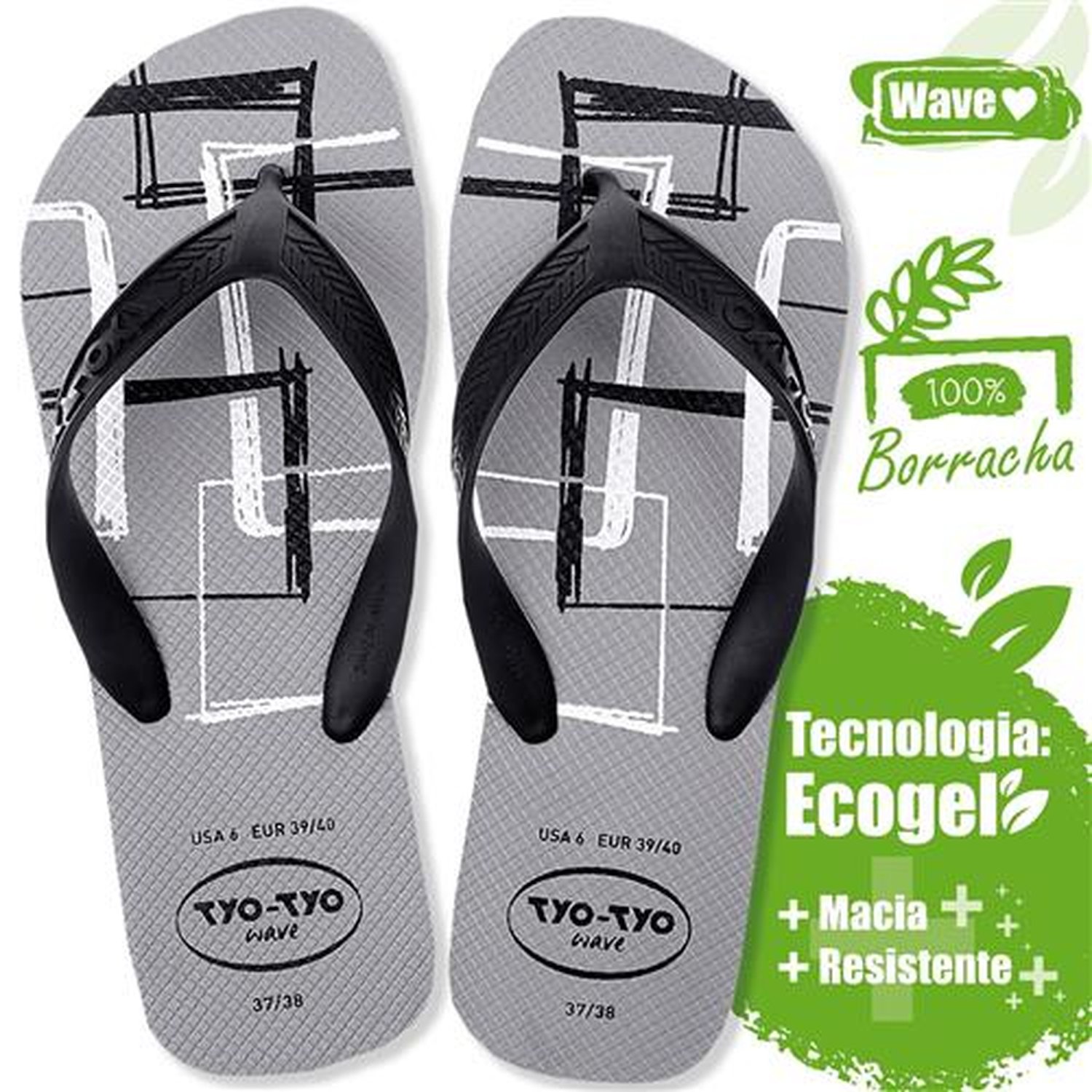 Sandália Tyo-Tyo Wave Adulto Cinza 35/36