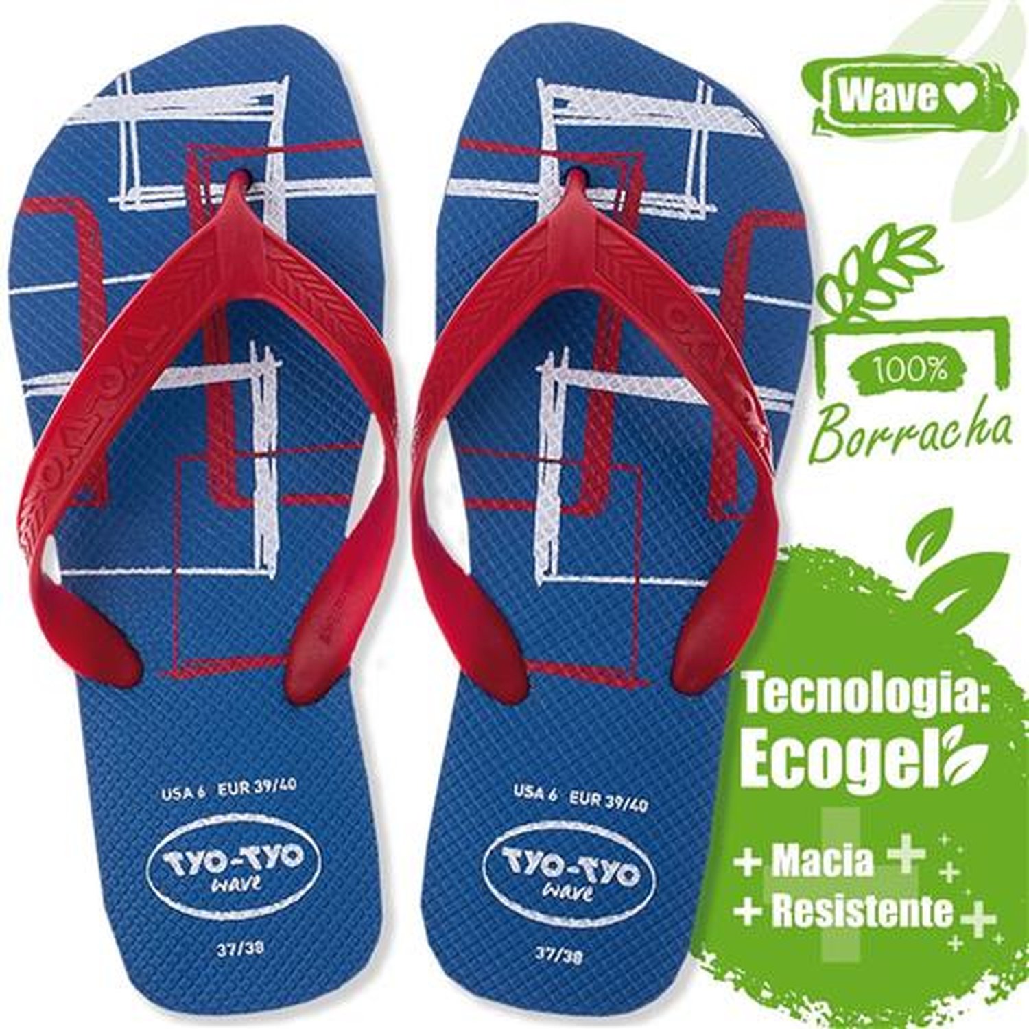 Sandália Tyo-Tyo Wave Adulto Azul Médio 37/38