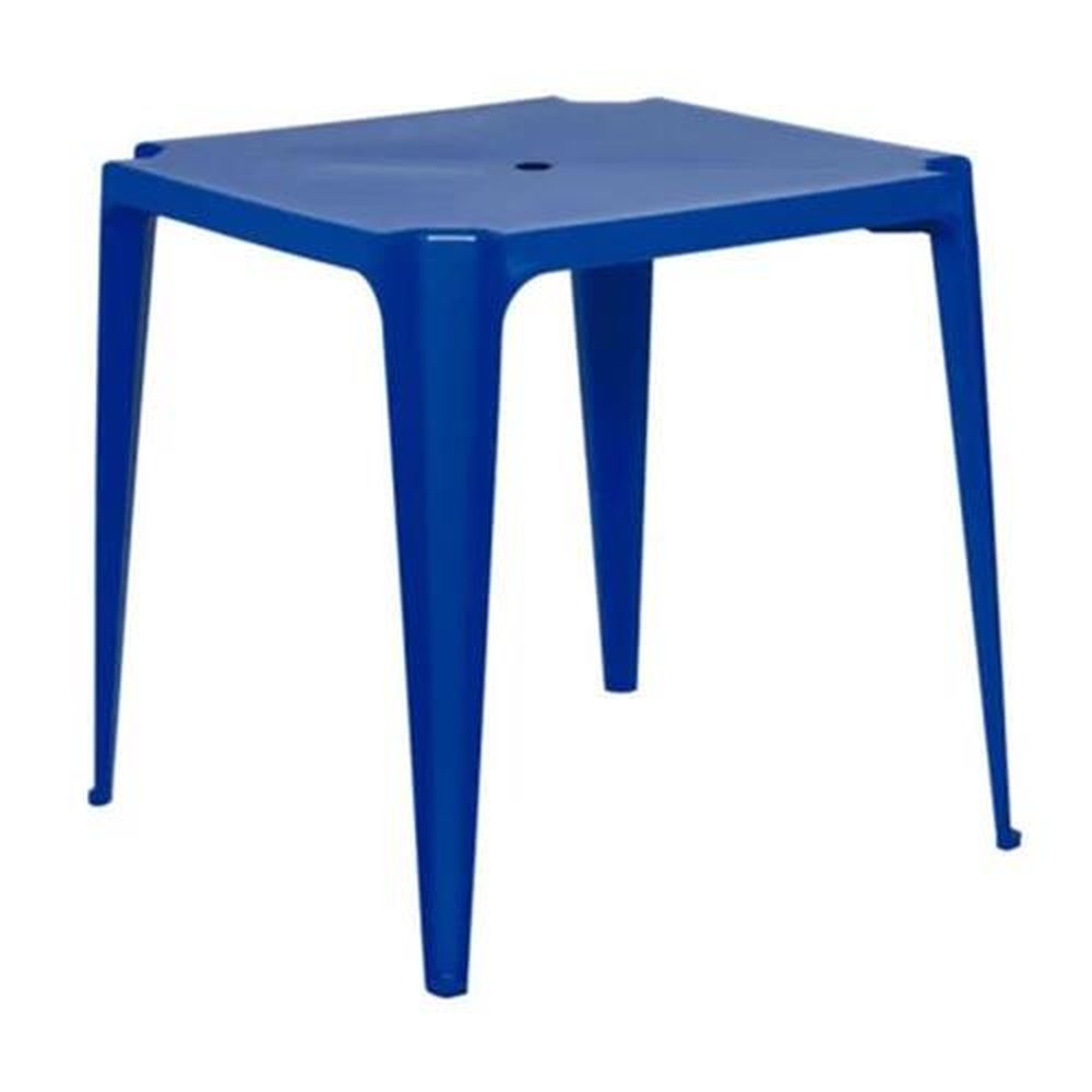 Mesa Monobloco Quadrada 0,72cm x 0,70cm x 0,70cm e 04 Cadeiras Modelo Bistrô 0,86cm x 0,39cm x 0,40cm Capacidade 182 kg Azul