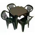 Mesa Monobloco Quadrada 0,72cm x 0,70cm x 0,70cm e 04 Poltronas Modelo Arcos 0,90cm x 0,56cm x 0,58cm Capacidade 182 kg Preto