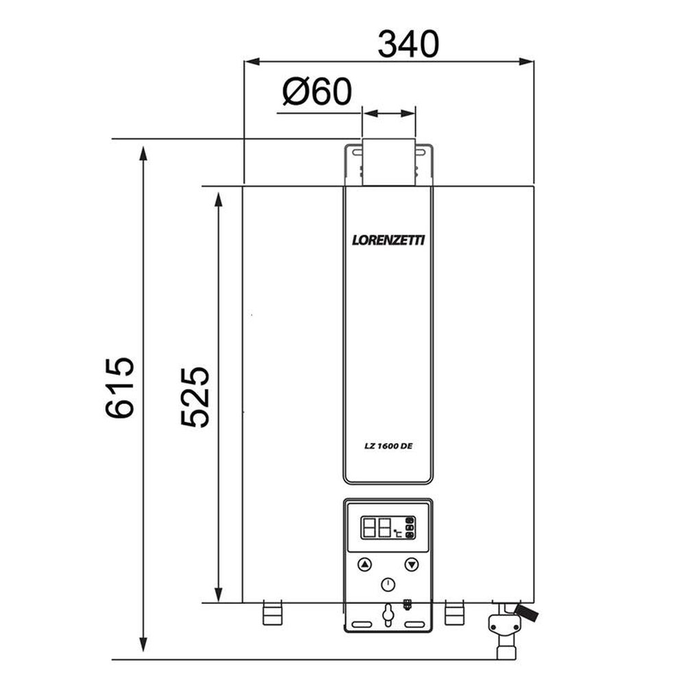 Aquecedor a Gás LZ 1600DE-I GN 15Litros Inox Lorenzetti