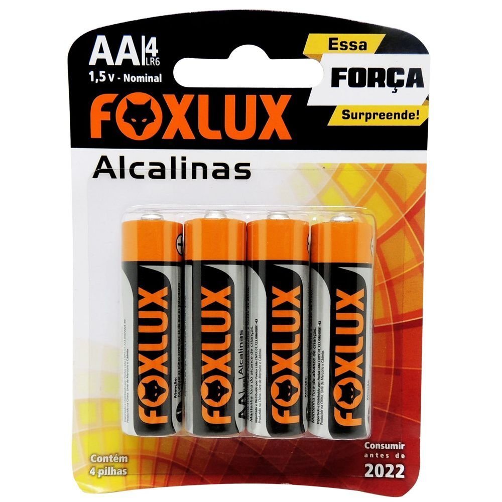 pilha alcalina pequena aa blister c4 unidades foxlux
