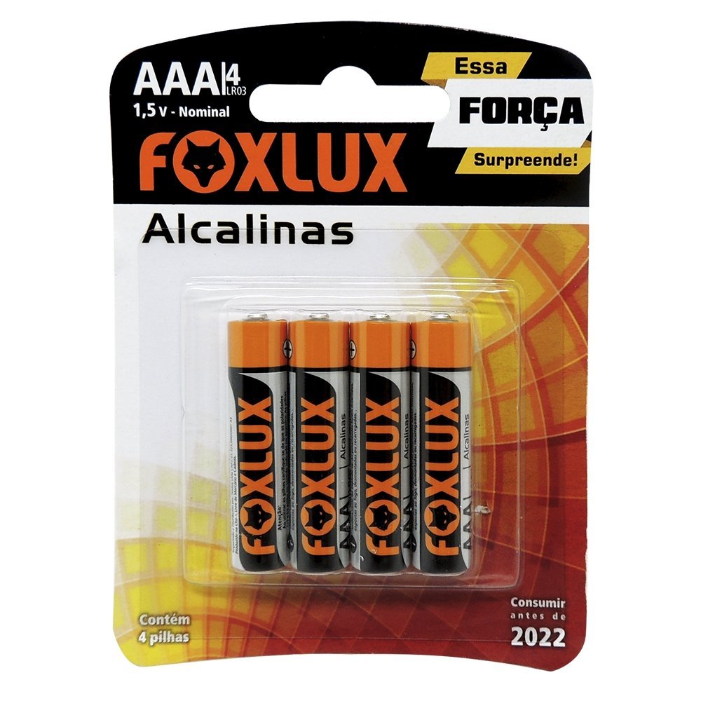 pilha alcalina palito aaa blister c4 unidades foxlux