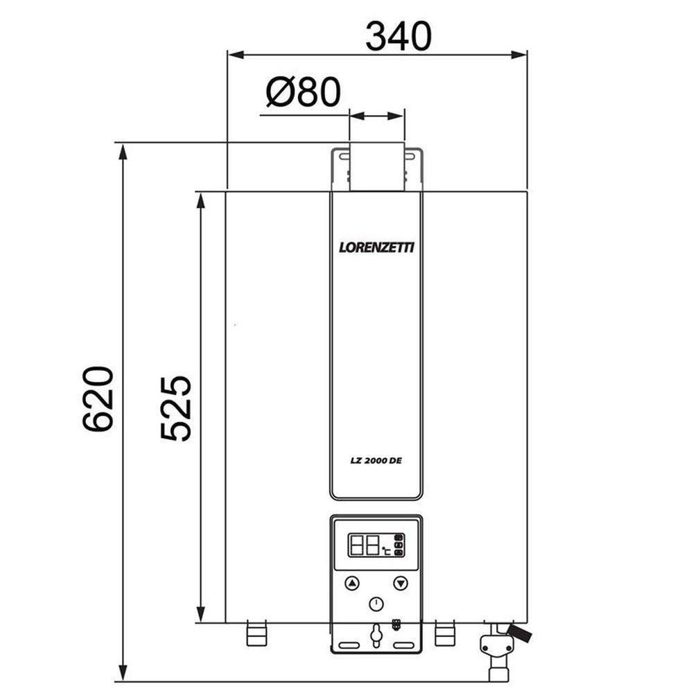 Aquecedor a Gás LZ 2000DE-I GN 20Litros Inox Lorenzetti