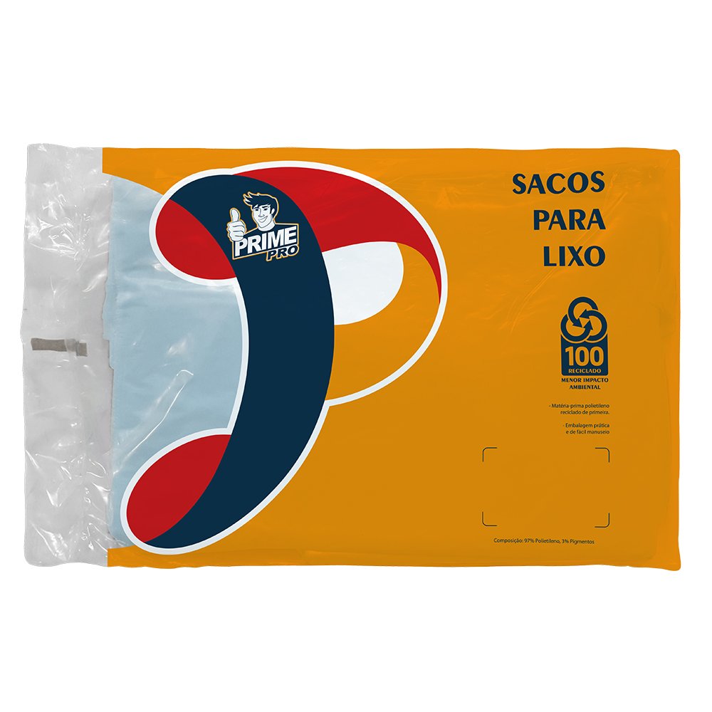 Saco Transparente 110 Litros Para Lixo Prime Pro 100 Unidades