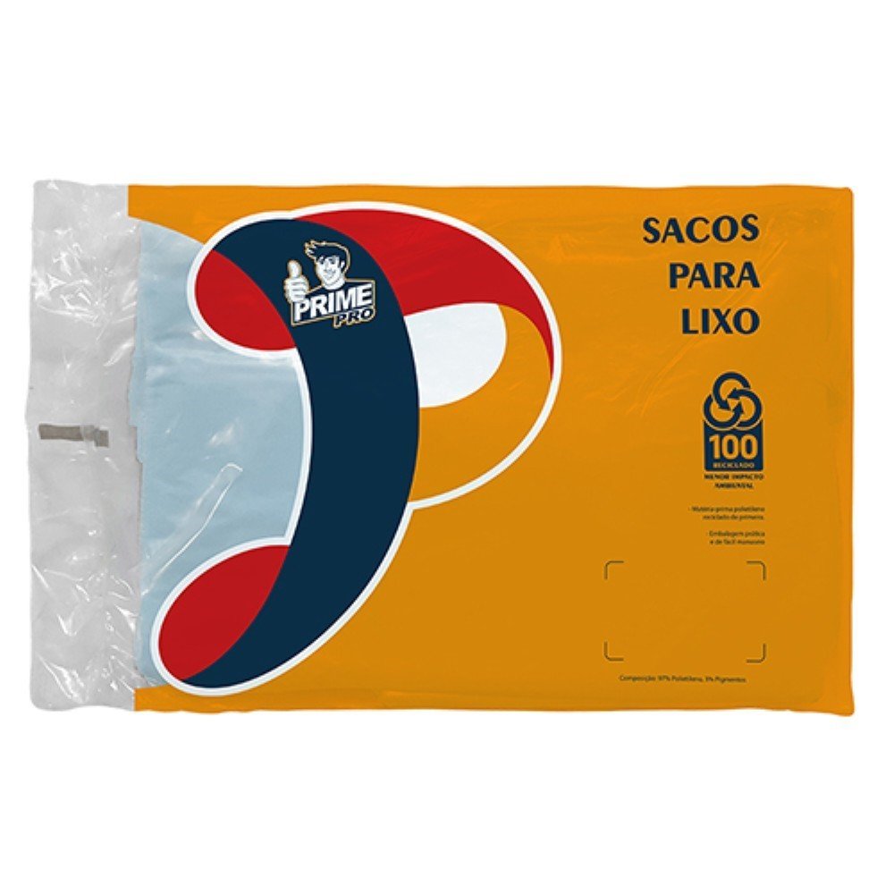 Saco Transparente 110 Litros Para Lixo Prime Pro 100 Unidades