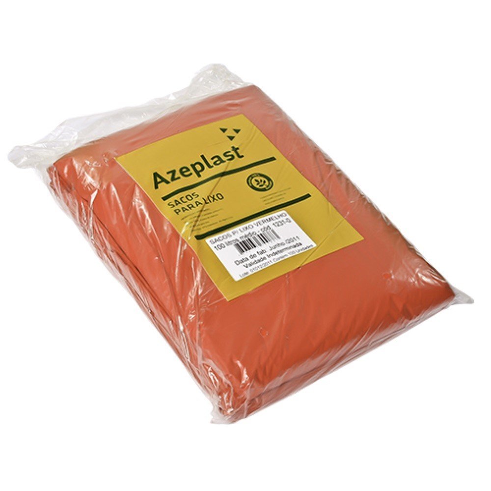 Saco Vermelho 110 Litros Eco Para Lixo 100 Unidades Azeplast