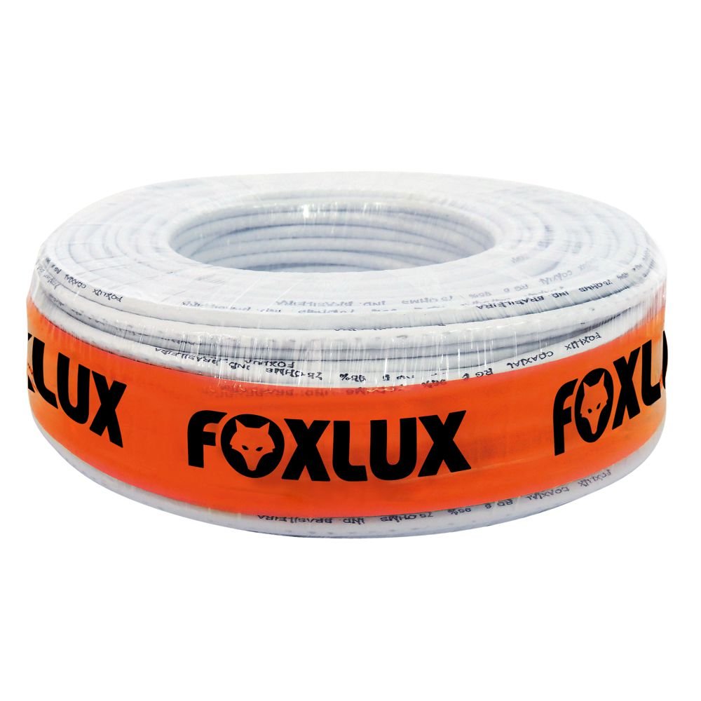 Cabo Coaxial Rg6 Foxlux 66.04 67% 100 Metros Alta Qualidade