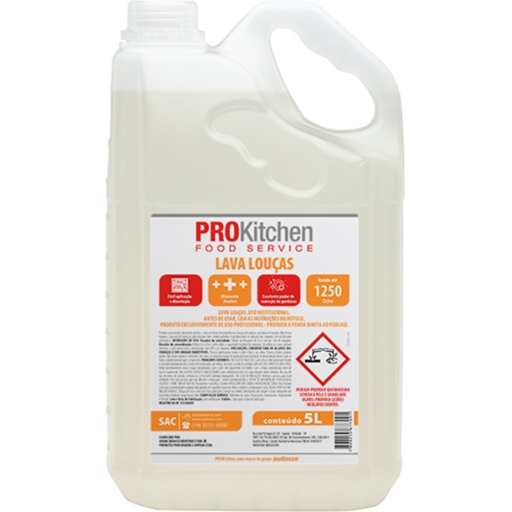 Detergente Alcalino Prokitchen Para Lavadora Automatica Lava Loucas 5l