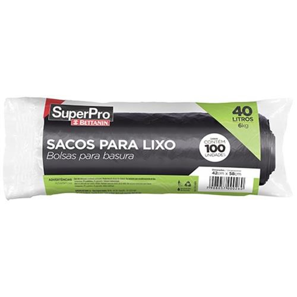 Saco Pto.40Lts P/Lixo Rolo Superpro