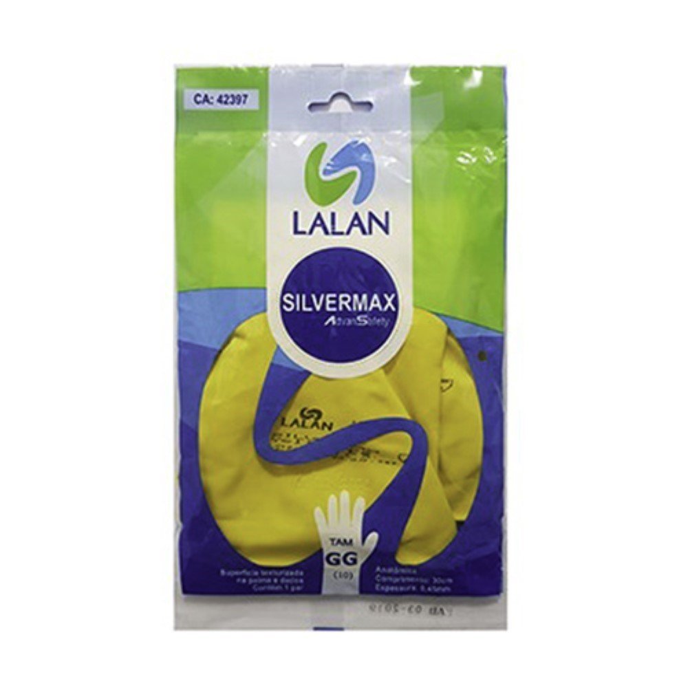 Luva Latex Amarela Tamanho Xg Silvermax Lalan
