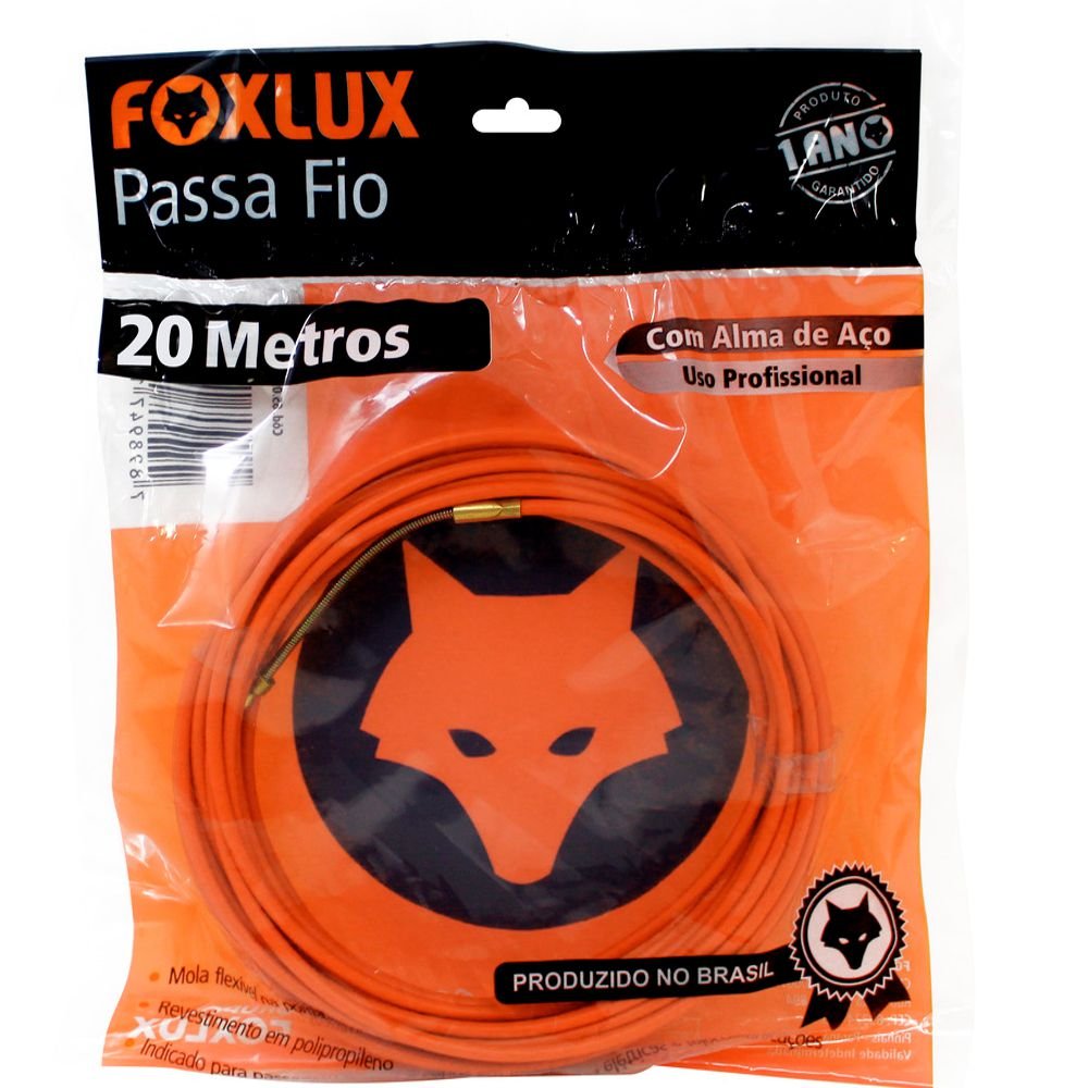 Passa Fio Alma de Aco Foxlux ¿ 20 Metros ¿ PP de alta resistencia ¿ Qualidade profissional ¿ Indicado para instalacões eletricas