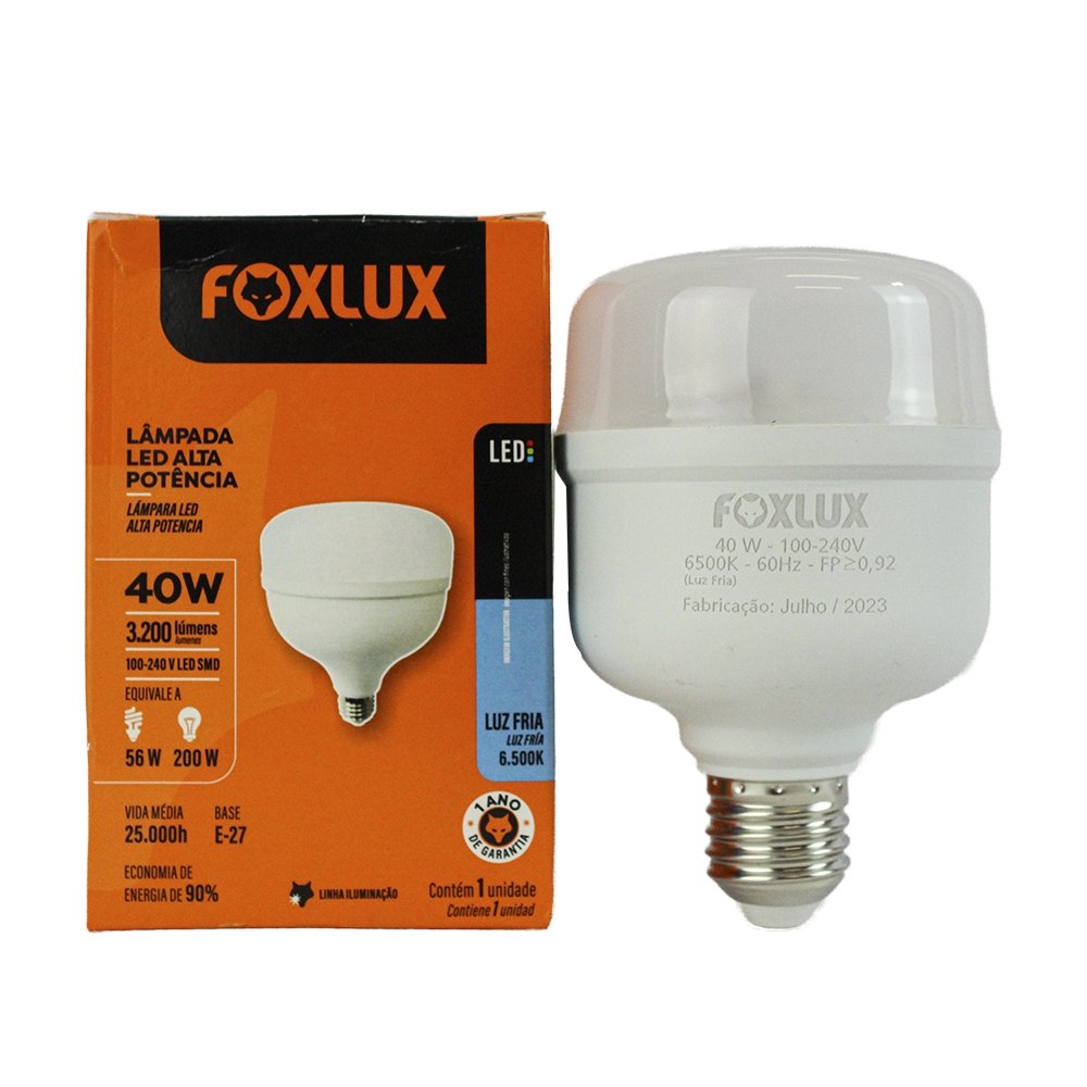 Lâmpada Led Foxlux Alta Potência 40W 6,5K E-27