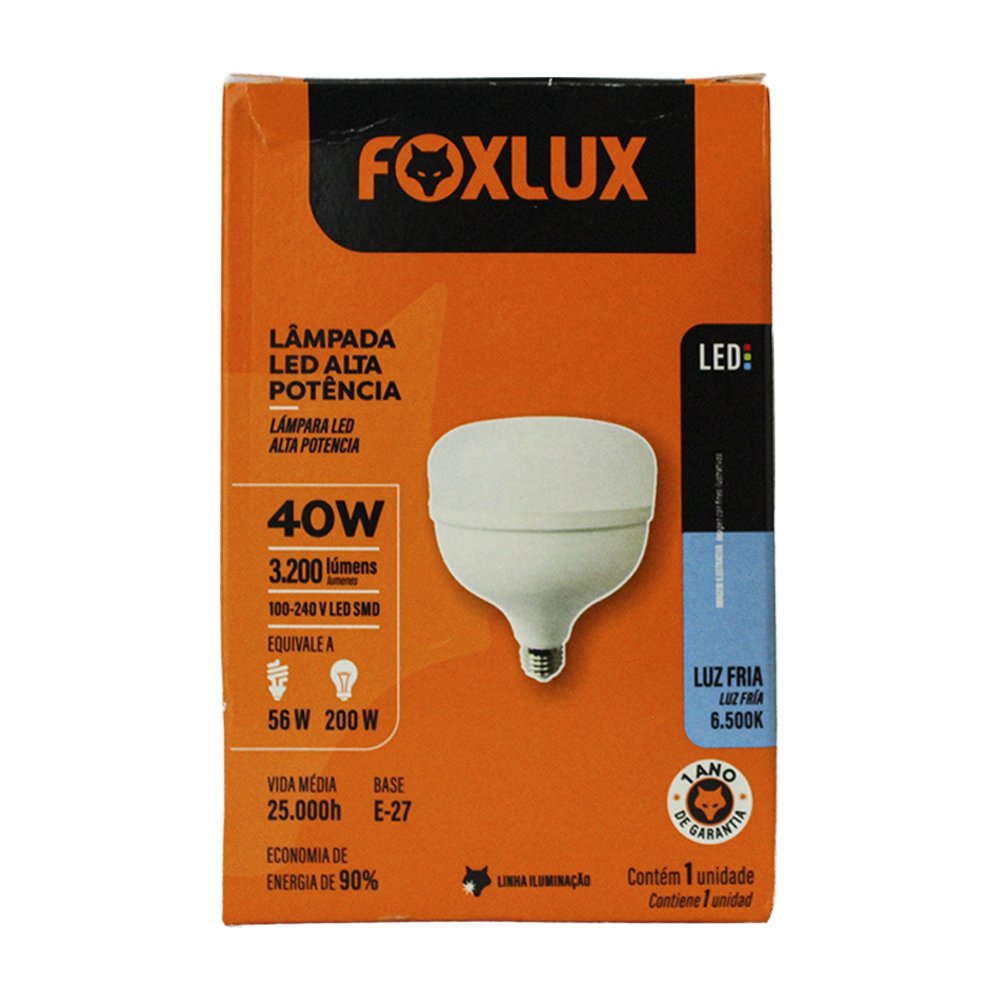 Lâmpada Led Foxlux Alta Potência 40W 6,5K E-27