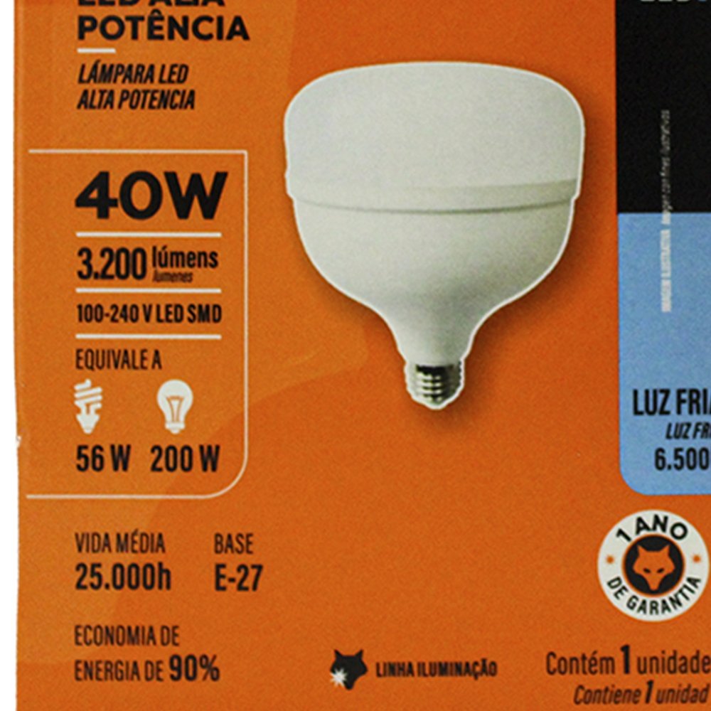 Lâmpada Led Foxlux Alta Potência 40W 6,5K E-27