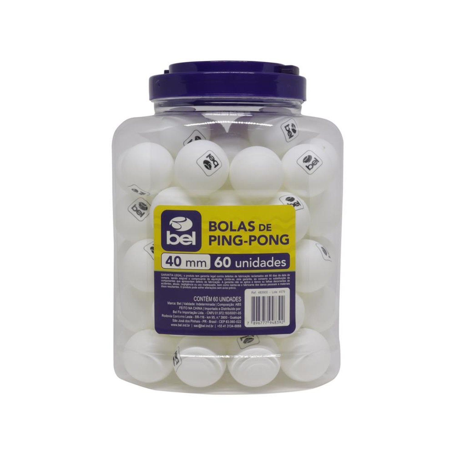 Jogo Com 60 Bolinhas De Ping-Pong Branco Bel