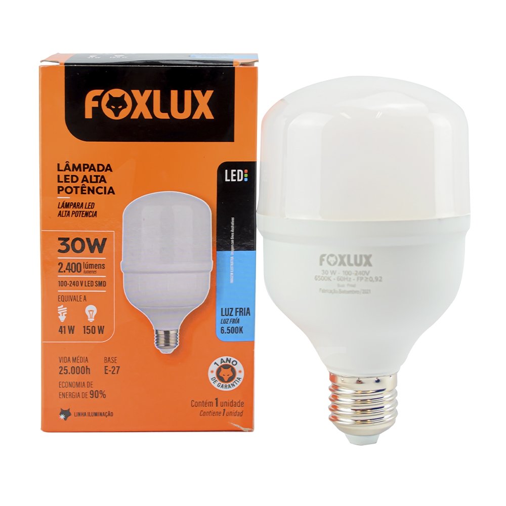 Lâmpada Led Foxlux Alta Potência 30W 6,5K E27