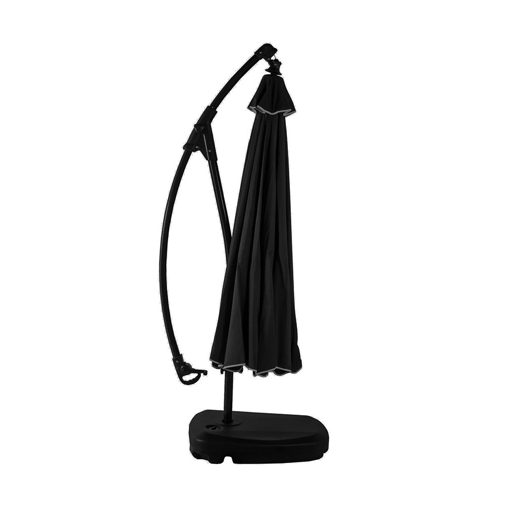 Ombrelone Suspenso Búzios Giratório 360° 3,00m Preto + Base em ABS 50 Litros Preta BelBel
