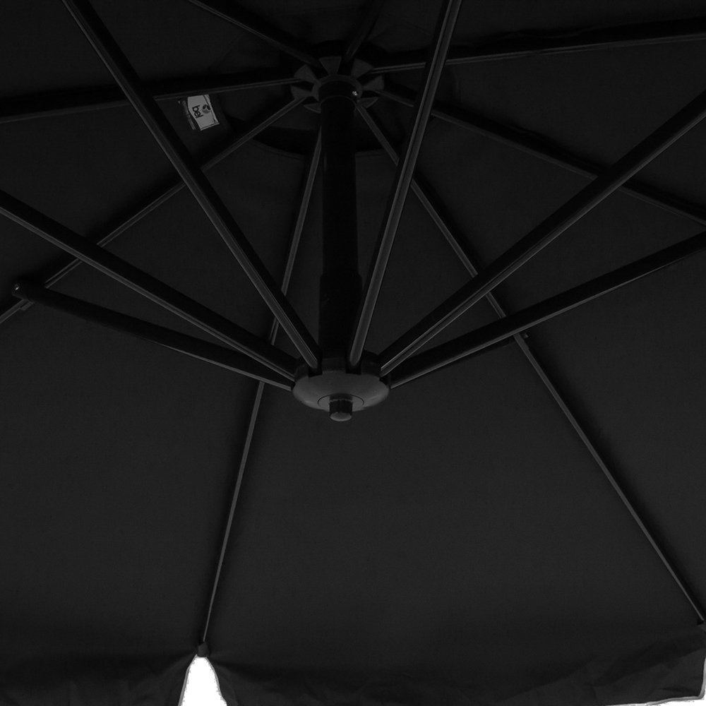 Ombrelone Suspenso Búzios Giratório 360° 3,00m Preto + Base em ABS 50 Litros Preta BelBel