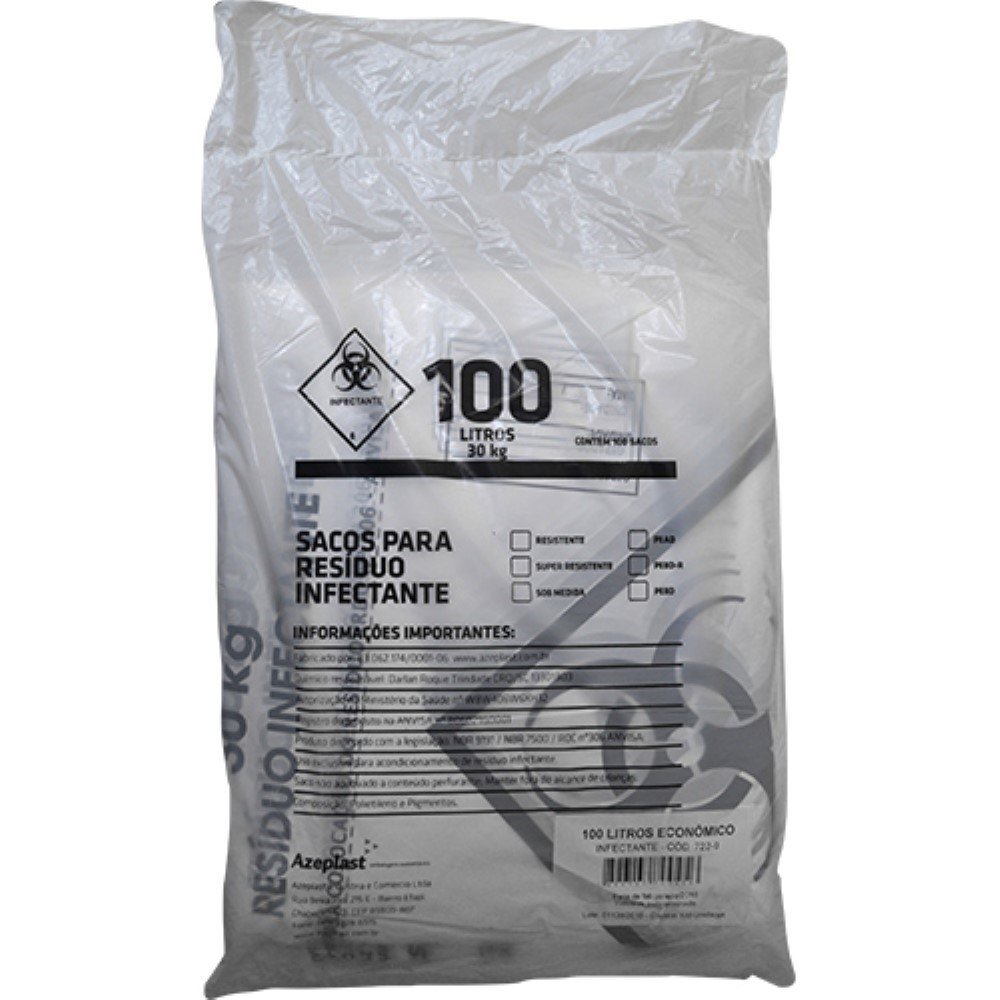 Saco Branco Hospital 110l Super Reforcado Azeplast
