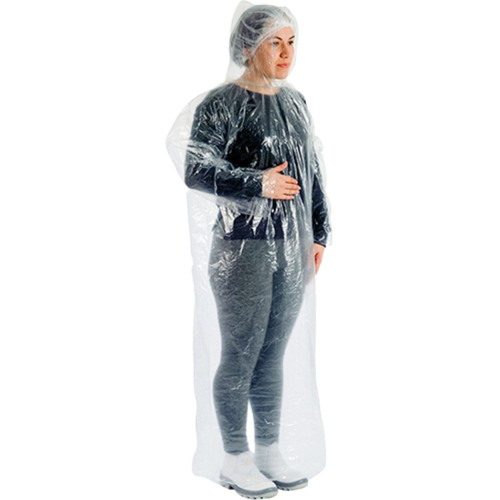 Capa De Chuva Descartavel Transparente Com Capuz Prevemax
