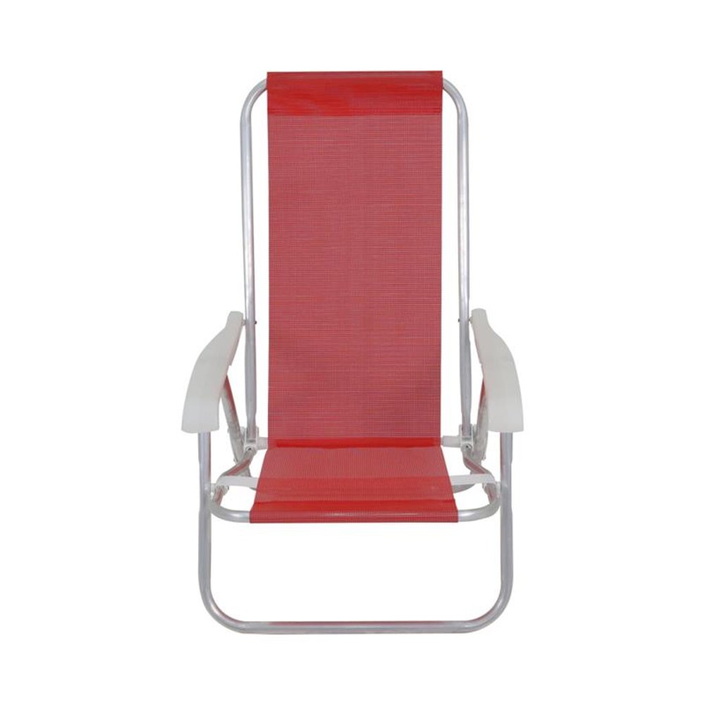 Cadeira Lazy Reclinável 4 Posições em Aluminio Vermelha Bel
