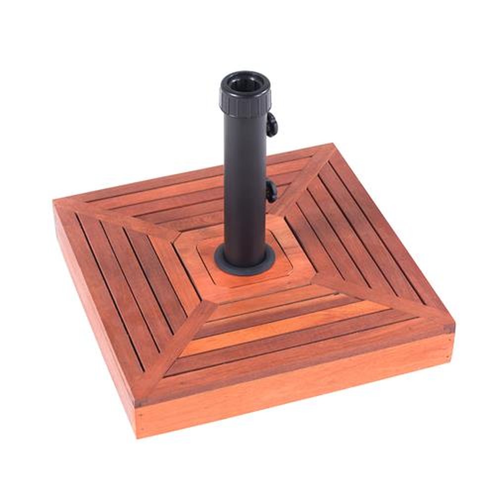 Base Para Ombrelone Quadrada Em Concreto Com Revestimento De Madeira 25 Kg Bel