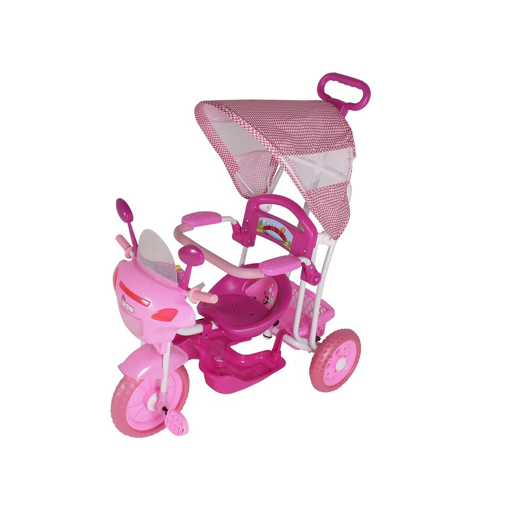 Triciclo Moto com Capota Rosa 2 Em 1 - Passeio e Pedal Bel