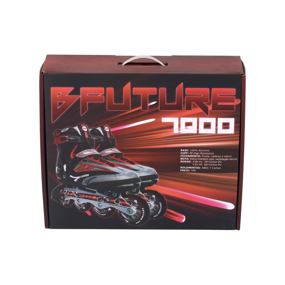 Patins Inline Future Pró Ajustável Vermelho 40 Bel