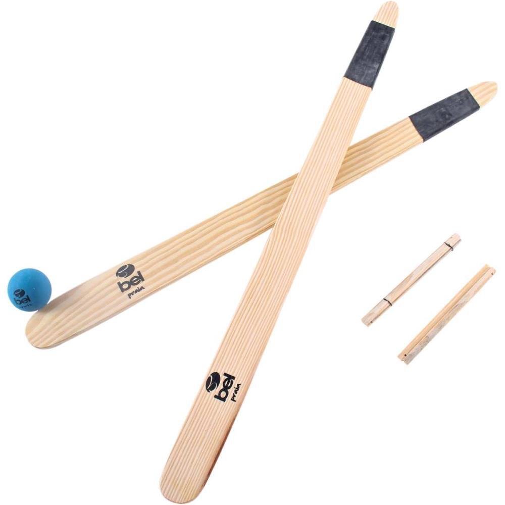 Brinquedo Diverso Kit Bets Taco De Madeira + Bolinha Com Acessórios