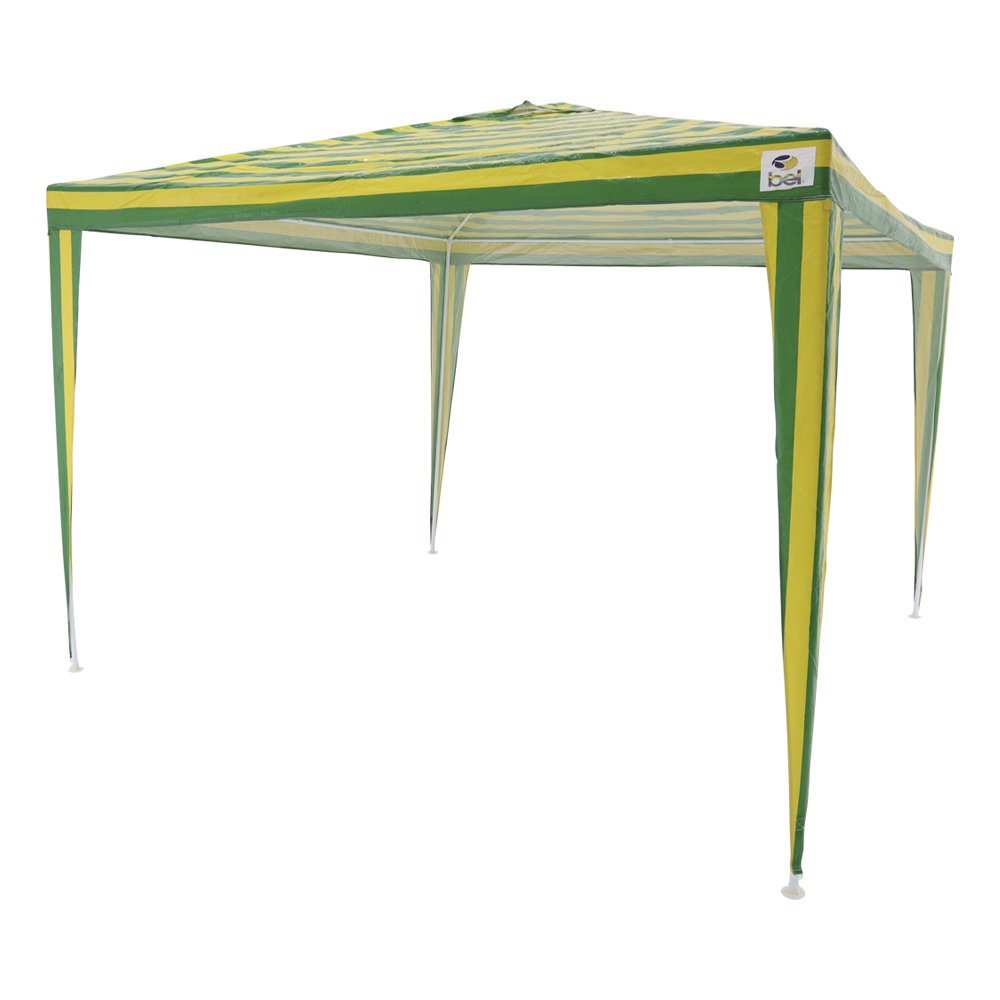 Tenda Gazebo 3 m x 3 m Polietileno Verde e Amarelo Bel
