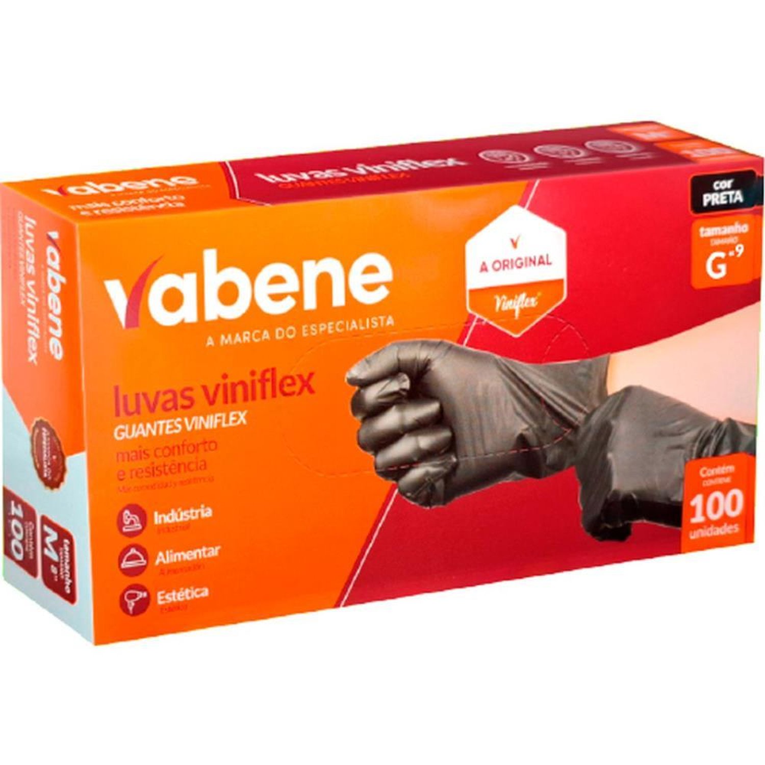 Luva Viniflex G Preta Caixa Com 100