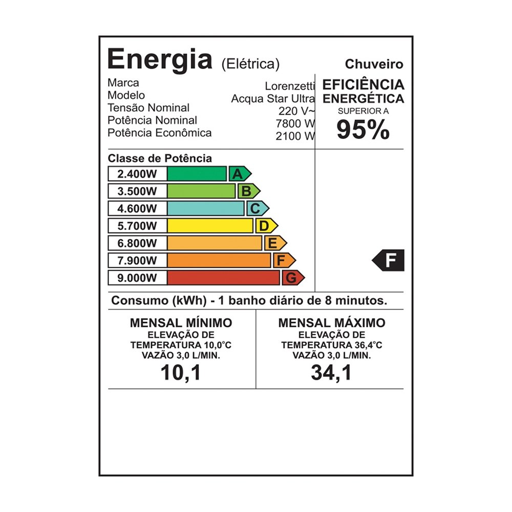 Chuveiro Ducha Lorenzetti Acqua Star Branco Eletrônico 7800W 220V
