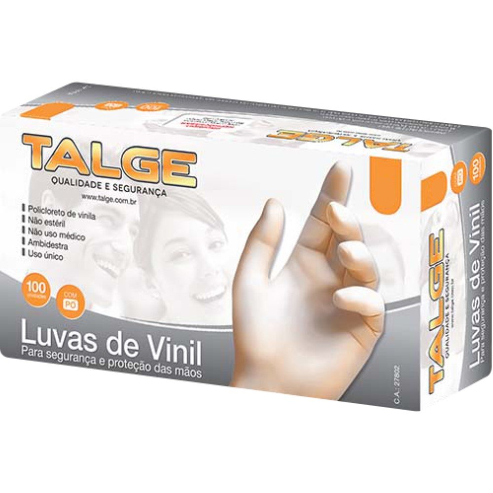 Luva Vinil Tamanho M Com 100 Unidades Com Po Talge