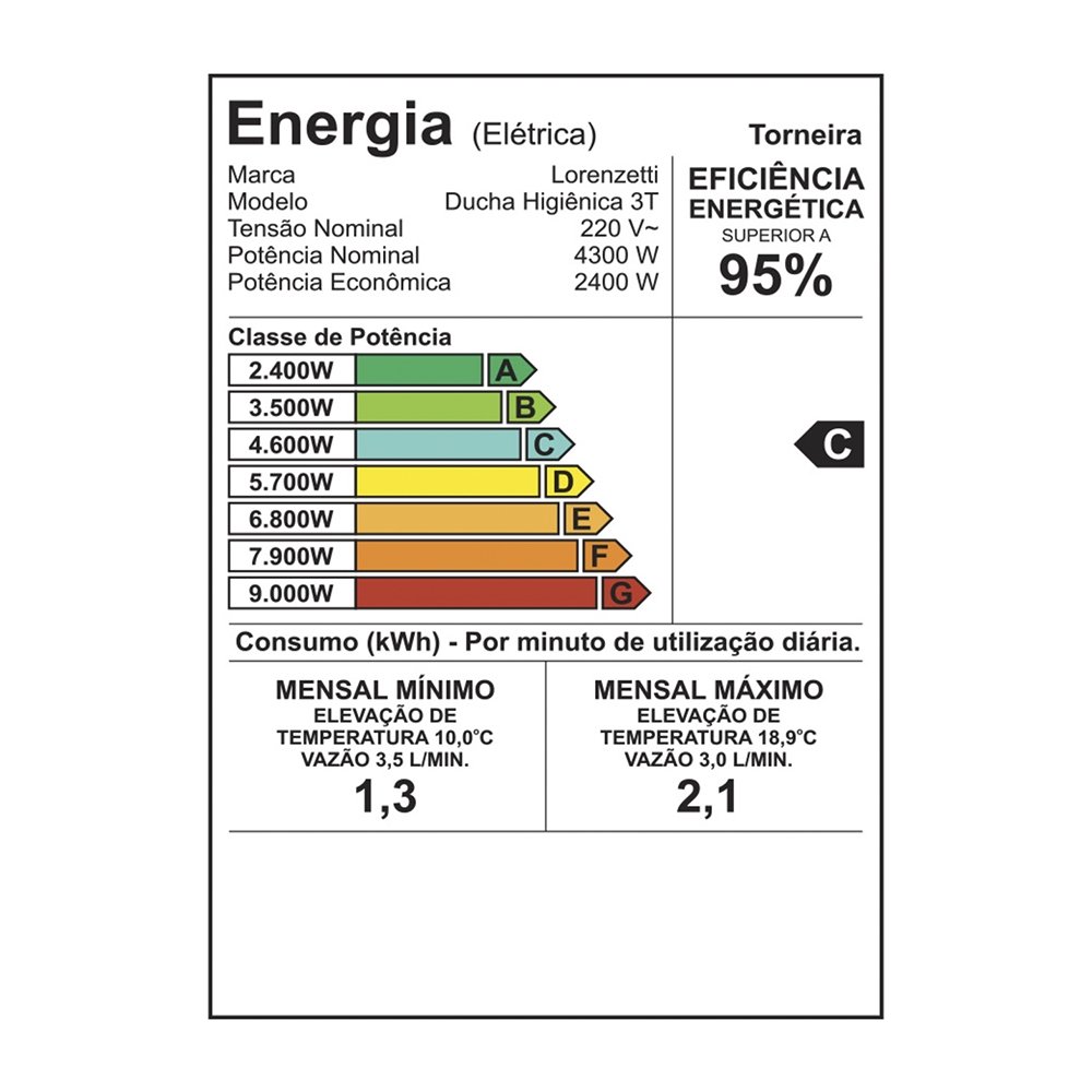 Ducha Higiênica 3 Temperaturas 4300w 220v - Lorenzetti