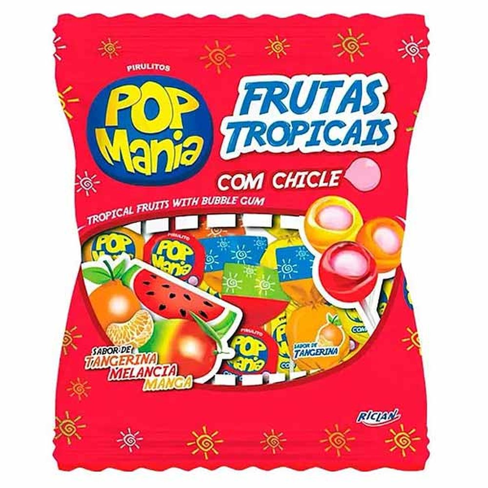 Pirulito Popmania 1x50 Frutas Tropicais