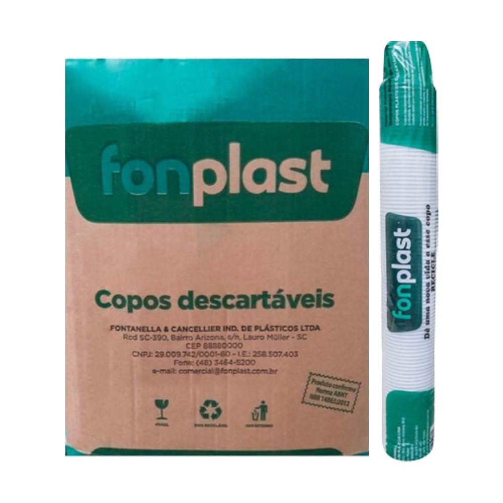 Copo Descartavel Branco 180ml 25x100 Unidades Fonplast