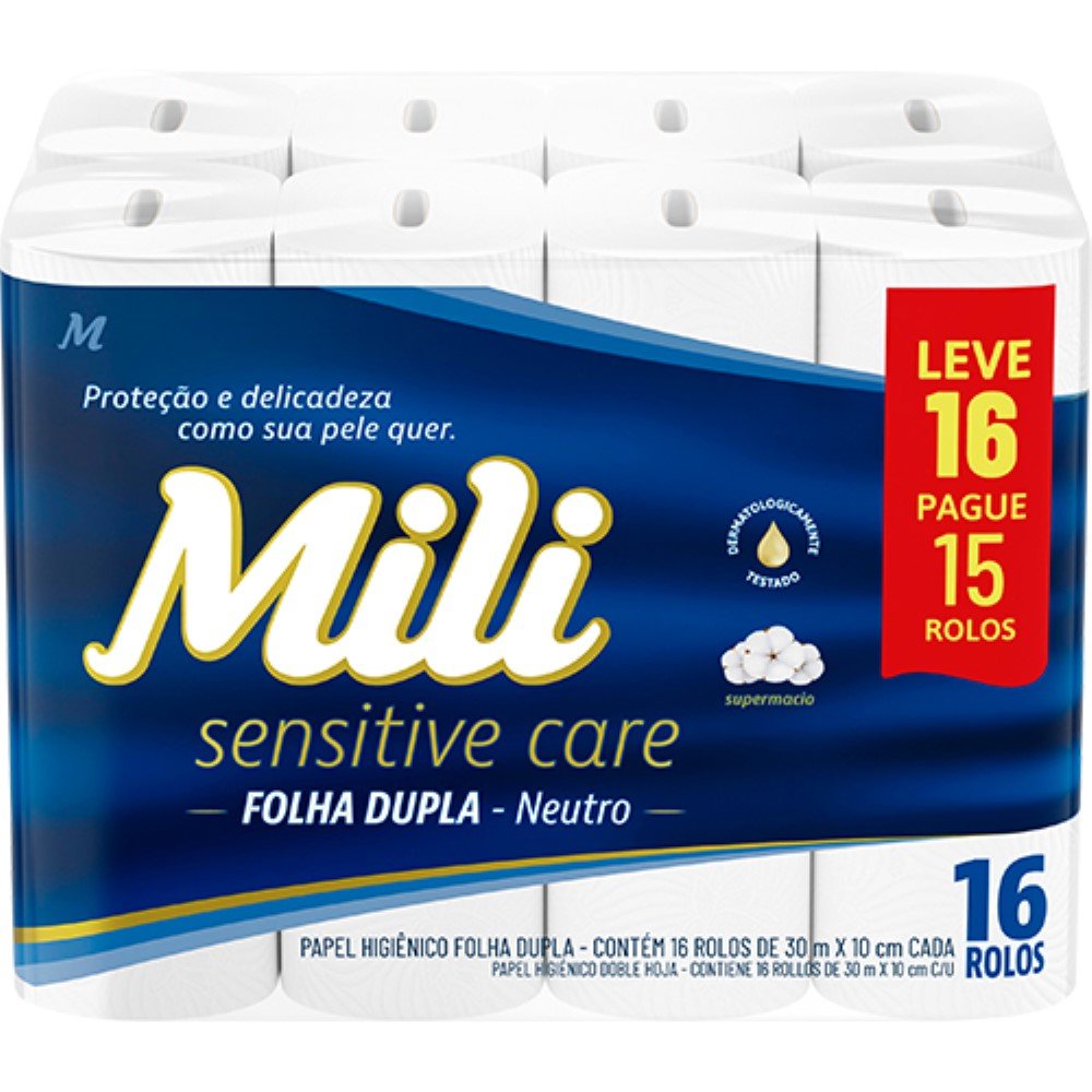 Papel Higienico Fardo Mili Neutro com 30m Leve 16 pague 15