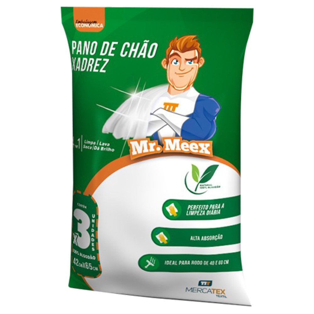 Saco Alvejado Xadrez 42x65cm Com 3 Unidades Mr Meex