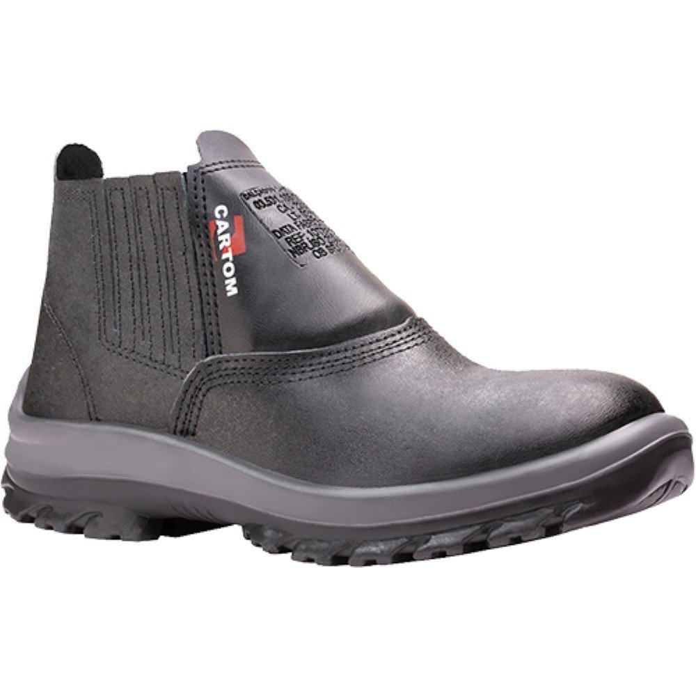 Botina Couro Preta Com Elastico Bid Top Plus Numero 36