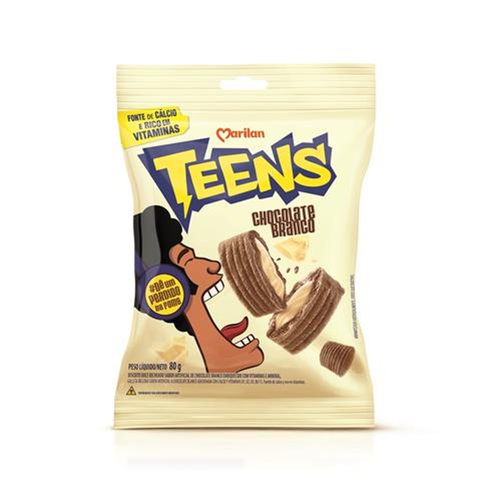 Biscoito Teens Snack Chocolate Branco 80g (caixa com 64 unidades)