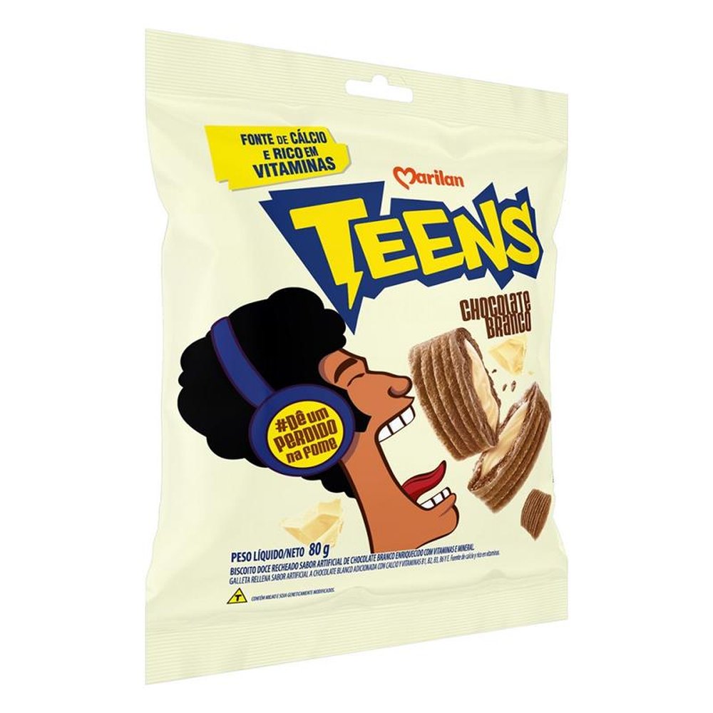 Biscoito Teens Snack Chocolate Branco 80g (caixa com 64 unidades)